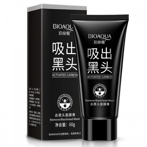 mascarilla removedora de puntos negros bioaqua carbón activado 60g, limpieza facial profunda, venta por mayoreo BQY88478