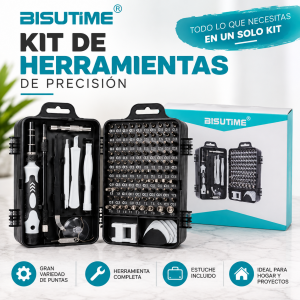 Kit de herramientas de precisión con múltiples puntas 115  en 1 y estuche organizador, ideal para reparaciones y trabajos detallados. Venta por mayoreo