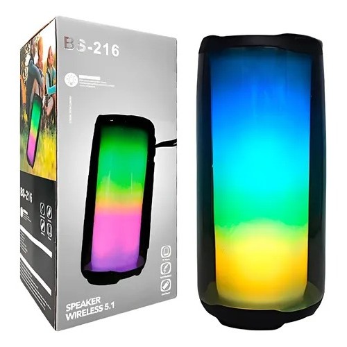 Bocina inalámbrica bluetooth con luces led rgb modelo BS-216 venta por mayoreo