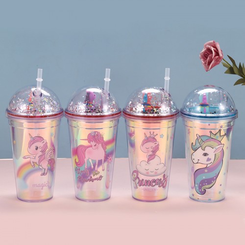 Vasos acrílico diseño de unicornio con luz capacidad de 450 ML    BZ04