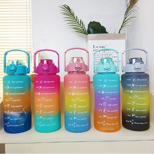 Trío de botellas de agua motivacionales Juego 3 PZS,  2000ml+800ML+ 300ML,con pegatinas BZ6197