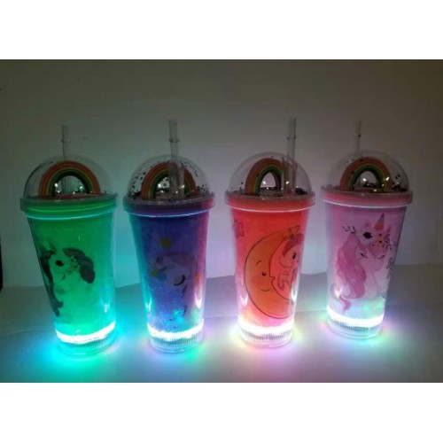 Vaso de acrílico de hidrogel con unicornio con luz LED  BZ749