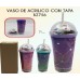 VASO DE ACRILICO CON TAPA,CON LUZ LED,DISEÑO DE UNICORNIOS Y ESTRELLAS,DE 450ML BZ756