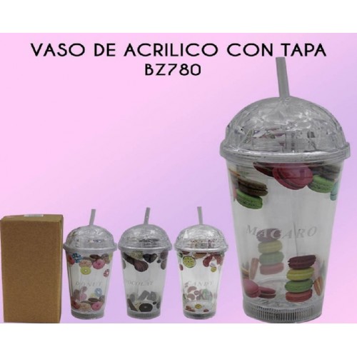 Vaso de acrilico con tapa domo de 380ml y con luz BZ780