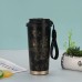 Termo de acero inoxidable con diseño floral y correa portátil – Botella térmica con tapa hermética para café, té y bebidas de 500ml,  Por Mayoreo BZ818