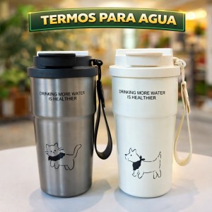 Termo para Agua Portátil con Correa y Tapa Hermética Venta por Mayoreo BZ836