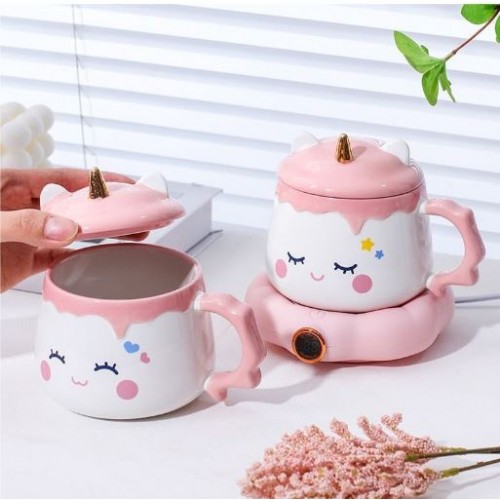 Taza cerámica de Unicornio Kawaii con calentador Eléctrico inteligente de 400ML BZ916