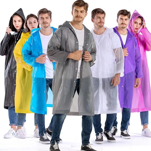 Impermeable para adulto tipo bata con capucha en material EVA, colores surtidos, venta al por mayor C1030