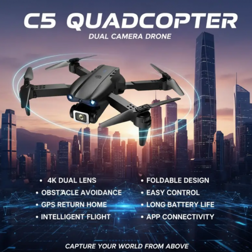 Drone C5 plegable con cámara HD, control remoto inalámbrico, batería recargable. Modelo C5. Venta al por mayor 