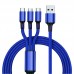 Cable de carga diseño 3 en 1 incluye conectores Type-C, Micro USB y Lightning, ideal para teléfonos Android y iPhon. Venta al por mayor CDX-5016