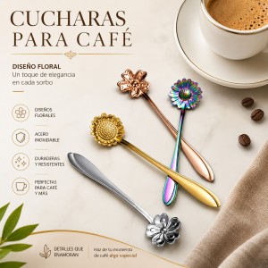 Cucharas para café con diseño floral por mayoreo