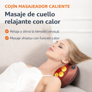 Cojín masajeador eléctrico ideal para espalda y cuello. Diseño ergonómico y práctico para casa u oficina. Venta por mayoreo