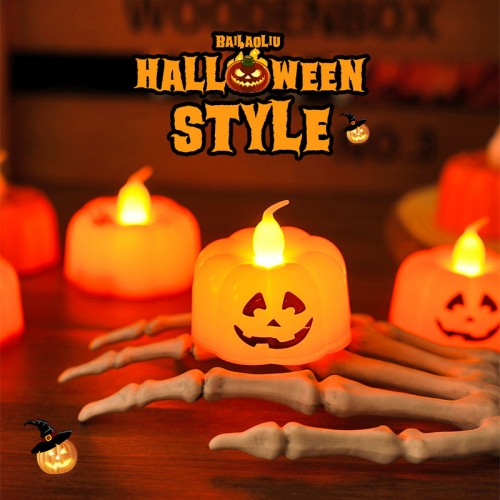 Velas de luz LED de calabaza para Halloween velas decorativas. Venta por mayoreo CJ-01012