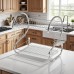 Escurridor de platos de acero inoxidable con dos niveles, porta cubiertos y escurridor lateral. Diseño funcional, resistente y moderno para tu cocina. Venta al por mayor CJ-2084