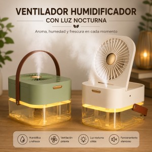Ventilador Humidificador con Luz Nocturna por Mayoreo