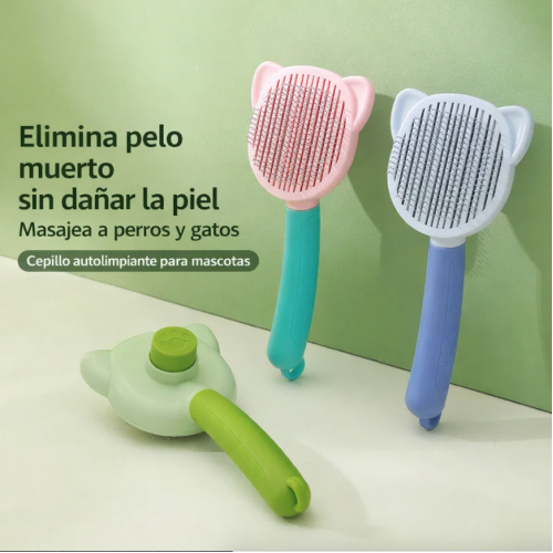Cepillo para gato ideal para retirar pelo suelto y reducir la caída. Diseño ergonómico con botón de limpieza fácil. Perfecto para tiendas de mascotas y mayoreo. CL-10021