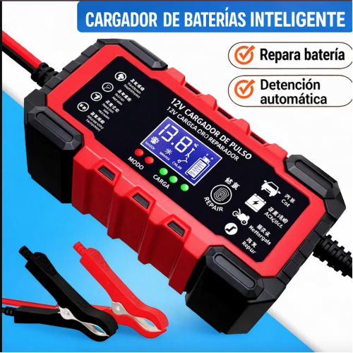 Cargador inteligente de batería 12V 6A con pantalla digital, ideal para automóvil para talleres, refacciones y venta al por mayor. CL-2019