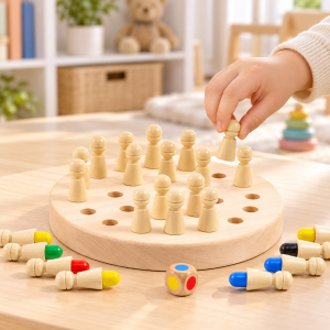 Juego educativo de memoria con tablero circular, fichas de plástico, colores surtidos y dado para realizar diferentes dinámicas. Venta por mayoreo