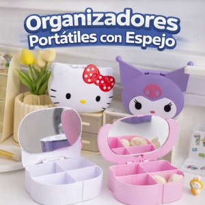 Organizador portátil con espejo y compartimentos por mayoreo