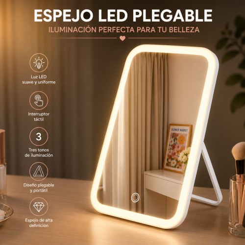 Espejo LED Plegable para Maquillaje por Mayoreo