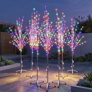 Árbol Navideño Decorativo de Ramas LED Multicolor con Flores 120 cm 9 Diseños Surtidos por Mayoreo