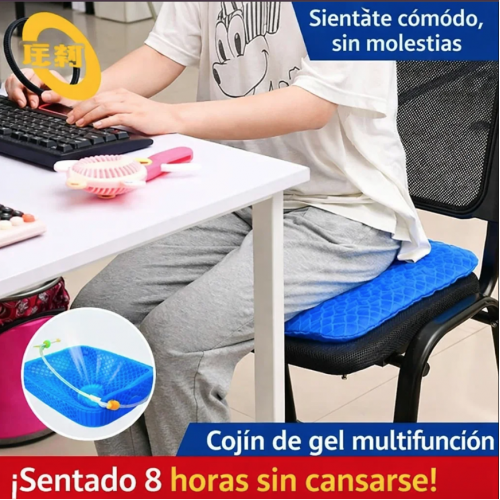Cojín de gel para asiento con diseño ergonómico tipo panal, ideal para aliviar presión, mejorar postura y brindar confort en oficina, auto o silla de ruedas.Venta por mayoreo CL-BH-21310