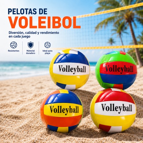Balón de voleibol número 5 en colores surtidos ideal para entrenamiento y recreación. Venta por mayoreo