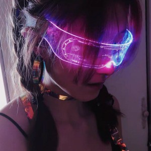 Lentes LED que brillan con luz, gafas futuristas cyberpunk que cambian de color. Para disfraces, fiestas, conciertos y eventos nocturnos. Venta al por mayor 
