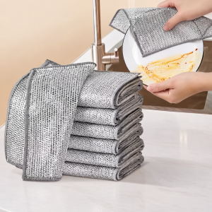 Trapo de Fibra de Acero 20 × 20 cm Doble Capa Reforzada para Limpieza por Mayoreo