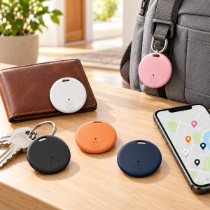 Localizador Bluetooth antipérdida con aplicación móvil y alarma de separación, colores variados. Venta por mayoreo