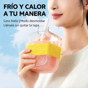 Vaso hielera de 800ml con compartimento para hielo y popote. Ideal para bebidas frías en cualquier lugar. Venta por mayoreo CL-HI5795