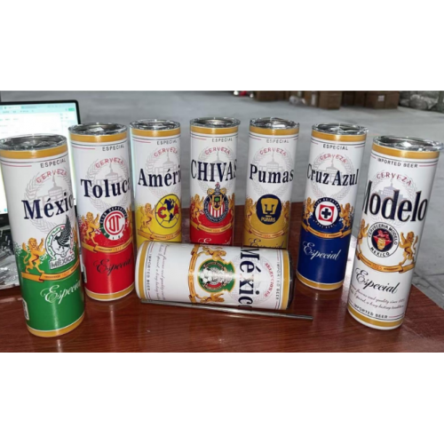 Termo tipo lata de 600 ml de acero inoxidable grado 304, incluye popote y tapa. Diseños deportivos. Modelo CL-HM100. Termo tipo lata de 600 ml de acero inoxidable grado 304, incluye popote y tapa. Diseños deportivos. Modelo CL-HM100.