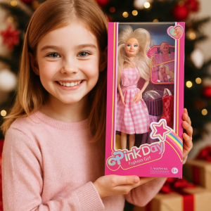 Muñeca fashion estilo “Pink Day” con vestido rosa y accesorios incluidos. Modelo CL-HS-052B1. Venta por mayoreo