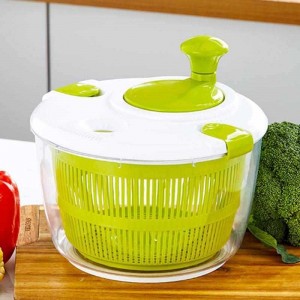 Centrífugadora multifuncional para lavar y secar lechuga, frutas y verduras de manera rápida y eficiente. Ideal para preparar ensaladas, práctica y fácil. Tapa giratoria y canastilla interna. Perfecta para cocina hogar o restaurante. Venta por mayoreo