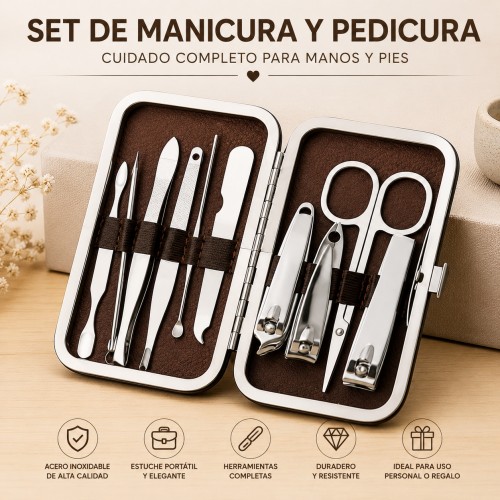 Set de Manicura Compacto de Acero Inoxidable por Mayoreo