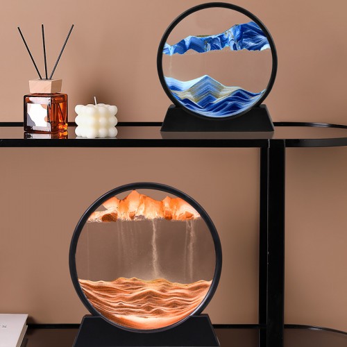 Reloj de arena 3D decorativo, ideal para oficina, sala, recámara y escritorio. Diseño moderno y relajante que crea paisajes en movimiento. Venta por mayoreo CL-LX7291