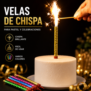 Velas de chispa tipo bengala para pastel. Venta por mayoreo