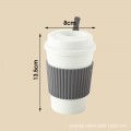 Vaso térmico de fibra de trigo ecológico de 500 ml. Ideal para café o té, resistente, reutilizable. Venta al por mayor