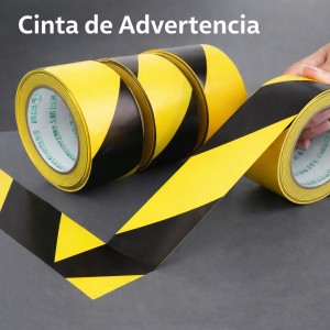 Cinta de advertencia adhesiva negro con amarillo por mayoreo CL-PE16