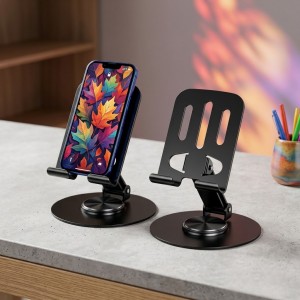 Soporte Metálico de Escritorio para Celular con Ángulo Ajustable y Base Circular por Mayoreo