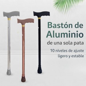 Bastón de aluminio, ligero, resistente y ajustable en altura. Ideal para adultos mayores, rehabilitación y apoyo al caminar, empuñadura ergonómica y base antideslizante para mayor estabilidad y seguridad. Venta al por mayor. CL-SS80
