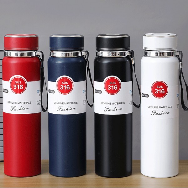 Termo de acero inoxidable 316 con capacidad de 1000 ml para mantener bebidas calientes o frías Ideal para uso diario, oficina, viajes y actividades al aire libre. Venta al por mayor.