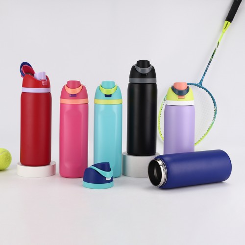 Termo deportivo de 1000 ml fabricado en acero inoxidable, ideal para agua, café o bebidas frías y calientes, colores variados. Venta al por mayor