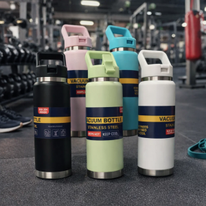 Termo de gran capacidad de 1000 ml, ideal para conservar bebidas frías o calientes y asa. Perfecto para gimnasio, trabajo, escuela, viajes y actividades al aire libre. Venta al por mayor. 