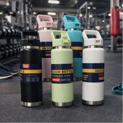 Termo de gran capacidad de 1000 ml, ideal para conservar bebidas frías o calientes y asa. Perfecto para gimnasio, trabajo, escuela, viajes y actividades al aire libre. Venta al por mayor. 