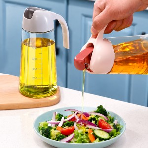 Aceitera de Vidrio de 630 ml con Asa y Tapa Dispensadora por Mayoreo