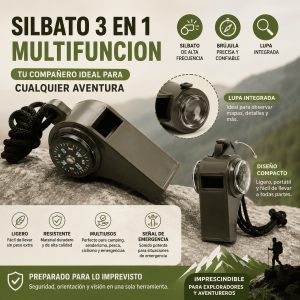 Silbato 3 en 1 Multifunción con Brújula y Lupa por Mayoreo