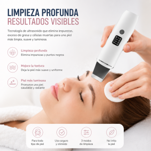Espátula ultrasónica facial ideal para limpieza de piel. Diseño práctico para cuidado personal en casa. Venta por mayoreo