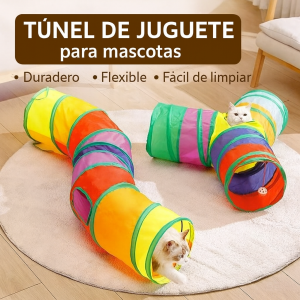 Túnel interactivo para gatos con diseño plegable y colores vivos. Fabricado en material resistente y fácil de limpiar, con múltiples entradas y salidas que fomentan el ejercicio venta al por mayor CW111