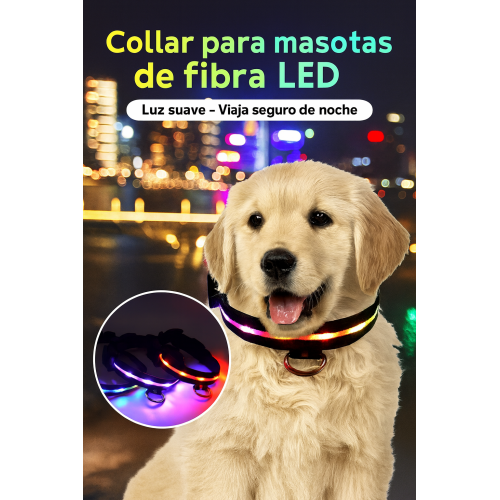 Collar de fibra LED para perros y gatos, ajustable y recargable. Ofrece visibilidad y seguridad durante paseos nocturnos venta al por mayor CW54